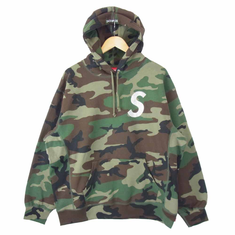 Supreme シュプリーム 21SS Swarovski S Logo Hooded Sweatshirt スワロフスキー S ロゴ フーデッド スウェットシャツ ウッドランドカモ L グリーン系 ブラウン系【新古品】【未使用】【中古】
