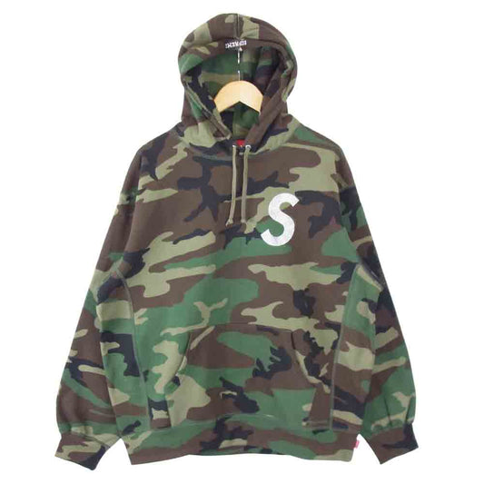 Supreme シュプリーム 21SS Swarovski S Logo Hooded Sweatshirt スワロフスキー S ロゴ フーデッド スウェットシャツ ウッドランドカモ L グリーン系 ブラウン系 L【新古品】【未使用】【中古】