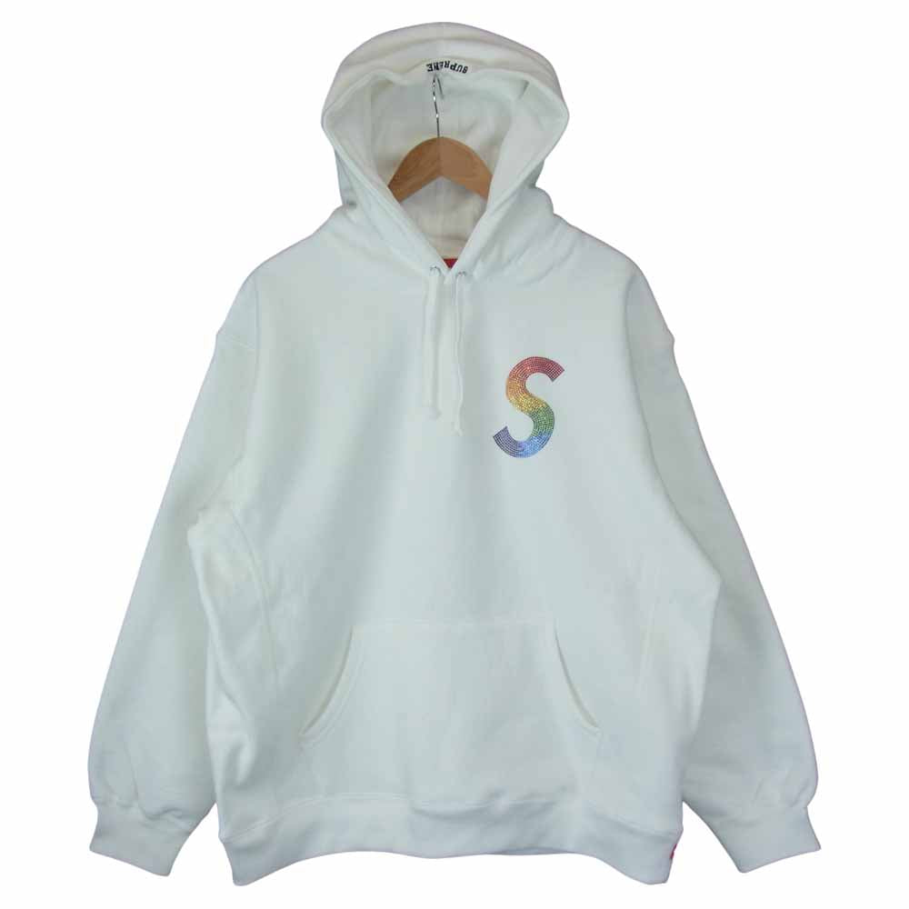 Supreme シュプリーム 21SS Swarovski S Logo Hooded Sweatshirt スワロフスキー S ロゴ フーデッド スウェットシャツ ホワイト L ホワイト系 L【新古品】【未使用】【中古】