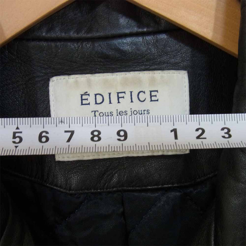 EDIFICE エディフィス シープスキン ダブルライダース ジャケット ライダースジャケット ブラック系 46【中古】