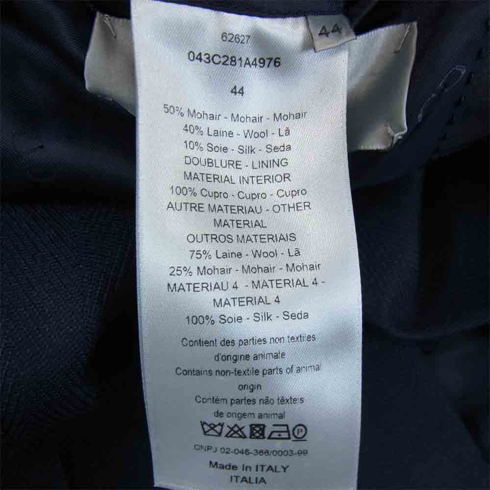 ディオール 20AW 043C281A4976 モヘヤ×ウール×シルク トップステッチ ピークトラペル 2B テーラード ジャケット ネイビー系 44【極上美品】【中古】