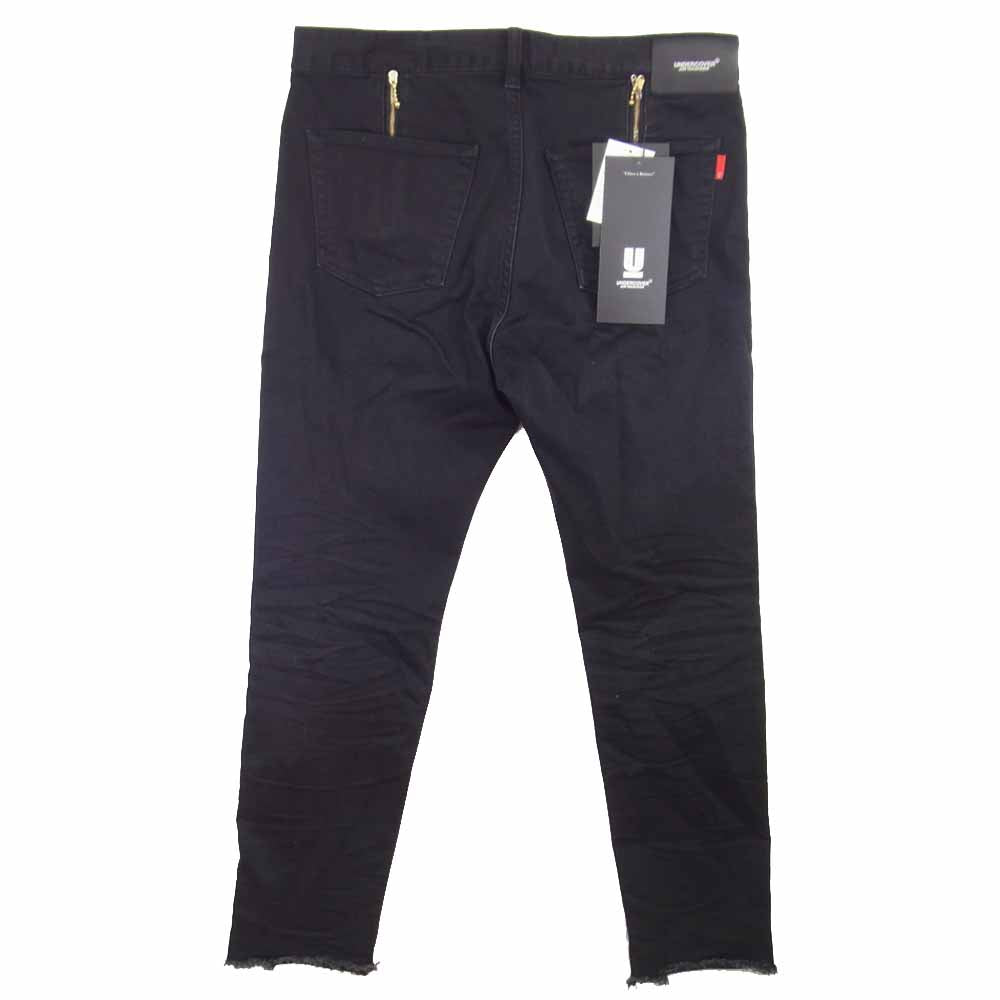 UNDERCOVER アンダーカバー 21SS UC1A4509-1 裾タチキリ ストレッチ カツラギ パンツ ブラック系 3【美品】【中古】