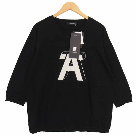 UNDERCOVER アンダーカバー 21SS UC1A4911 7分袖 ジャガード フットボール ニット ブラック系 3【極上美品】【中古】