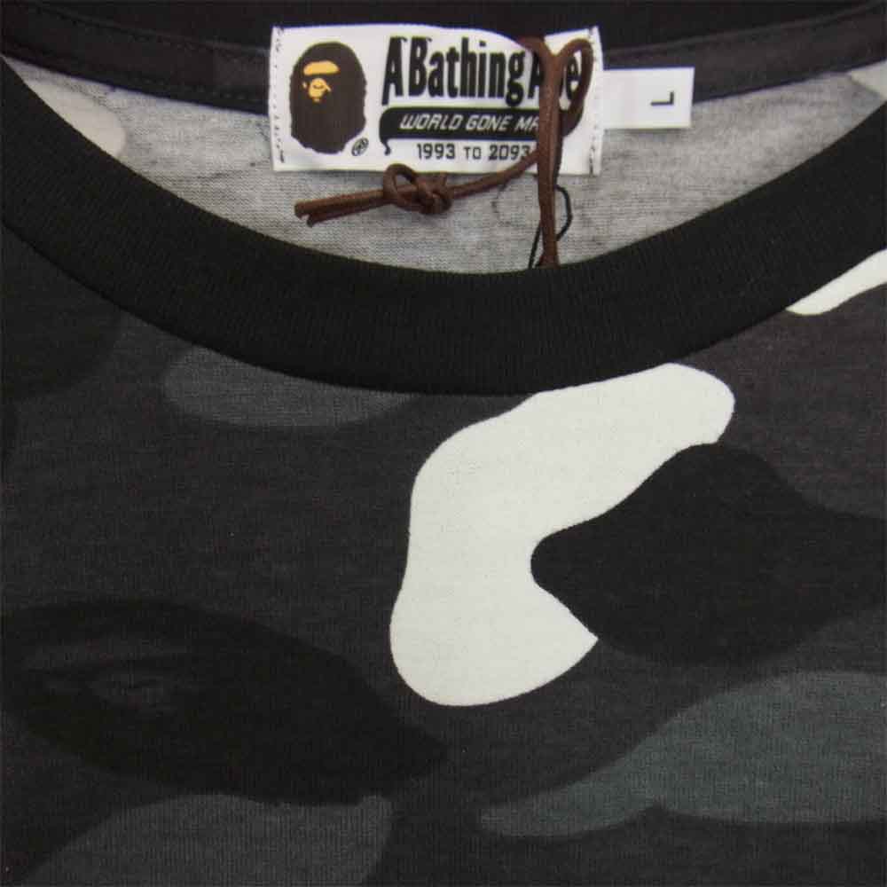 A BATHING APE アベイシングエイプ 001LTD301001X 蓄光 ロゴ プリント 迷彩 カモ 長袖 Tシャツ ブラック系 L【新古品】【未使用】【中古】