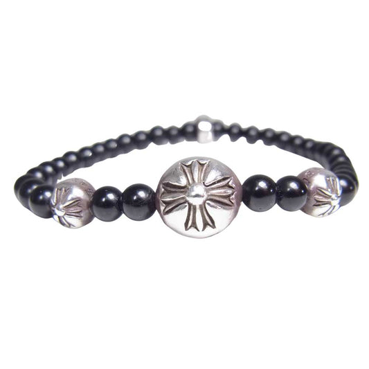 CHROME HEARTS クロムハーツ（原本無） BEAD 4mm ビーズ ブレスレット ブラック系【中古】