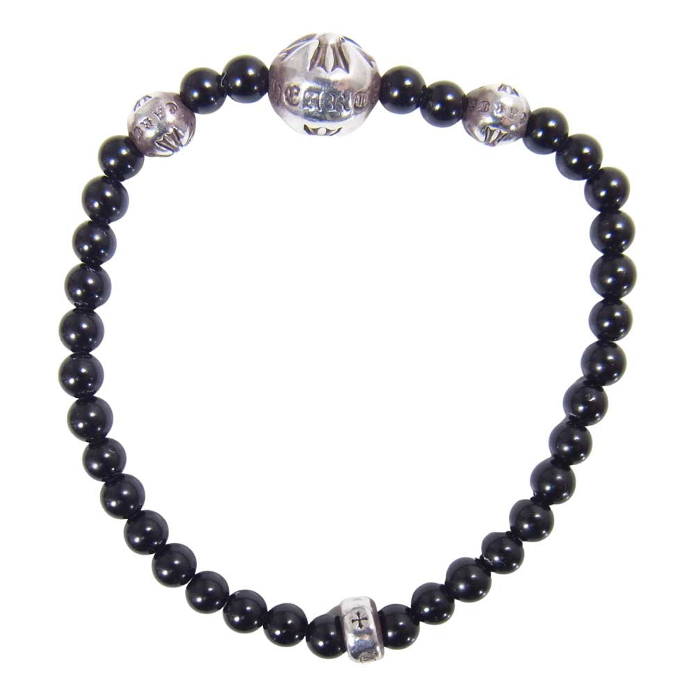 CHROME HEARTS クロムハーツ（原本無） BEAD 4mm ビーズ ブレスレット ブラック系【中古】