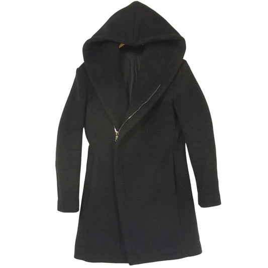 junhashimoto ジュンハシモト 1011520004 WRAP HOODED COAT ラップ フード コート ウール 日本製 ブラック系 2【中古】