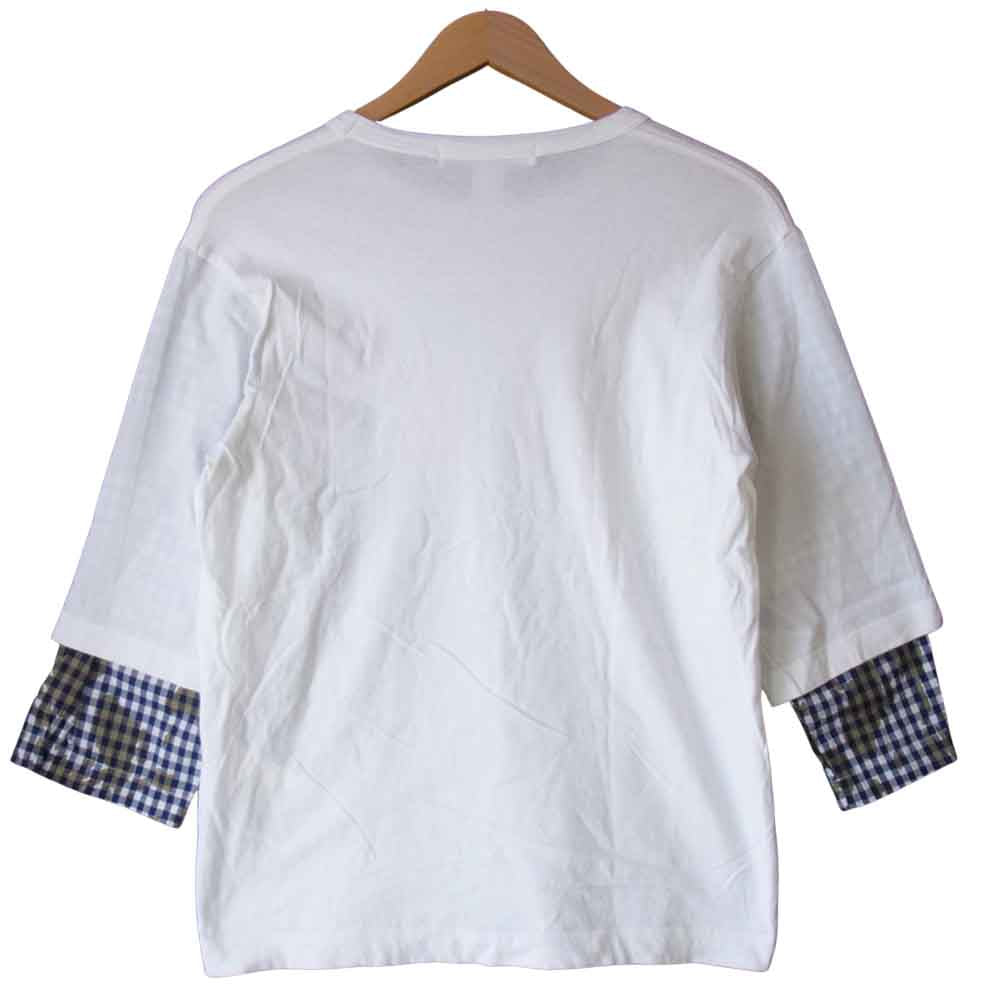 COMME des GARCONS コムデギャルソン S20103 SHIRT シャツ 袖チェック 切替え カットソー ホワイト系 S【中古】