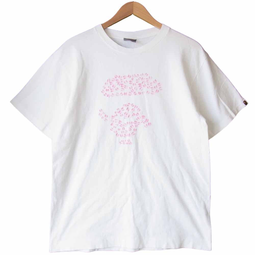 アベイシングエイプ 日本製 ロゴプリント 半袖 Tシャツ XS ホワイト系 A BATHING APE レディース   【230527】 メール便可