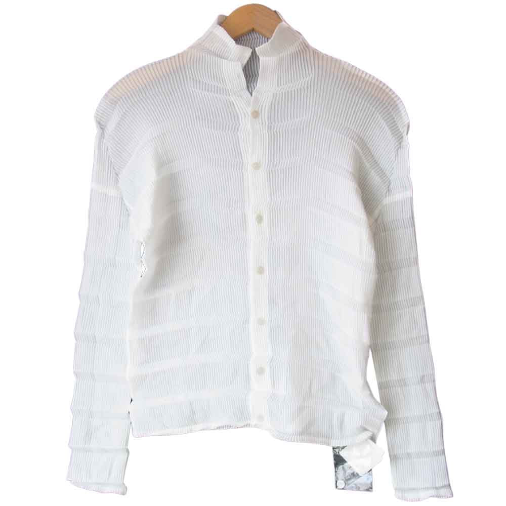 ISSEY MIYAKE イッセイミヤケ プリーツ 加工 長袖 シャツ ホワイト系 2【新古品】【未使用】【中古】