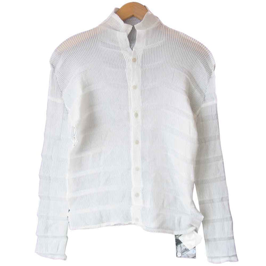ISSEY MIYAKE イッセイミヤケ プリーツ 加工 長袖 シャツ ホワイト系 2【新古品】【未使用】【中古】