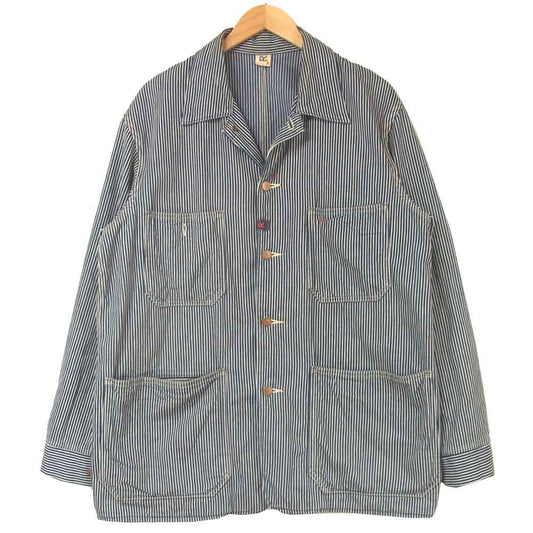 フォーティファイブ アールピーエム ヒッコリー ストライプ カバーオール ジャケット インディゴブルー系 ホワイト系 4【中古】