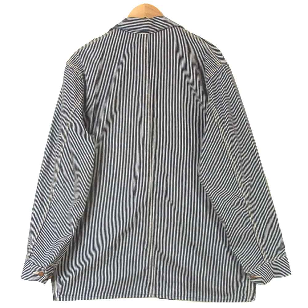フォーティファイブ アールピーエム ヒッコリー ストライプ カバーオール ジャケット インディゴブルー系 ホワイト系 4【中古】