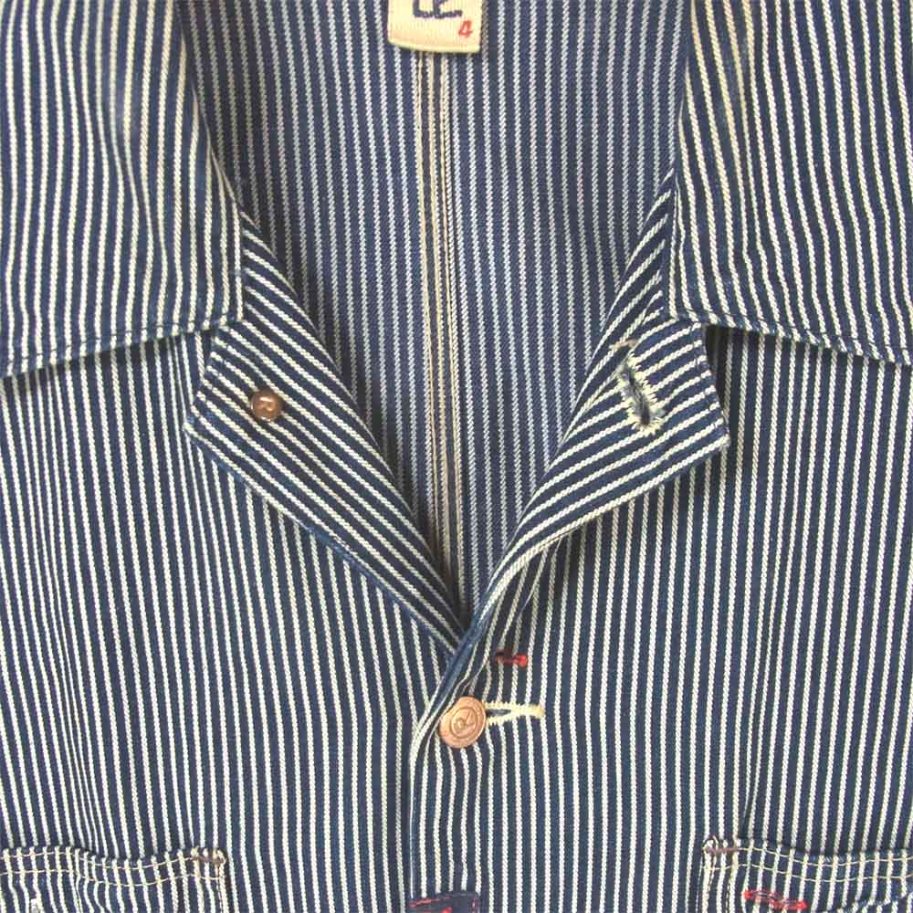 フォーティファイブ アールピーエム ヒッコリー ストライプ カバーオール ジャケット インディゴブルー系 ホワイト系 4【中古】