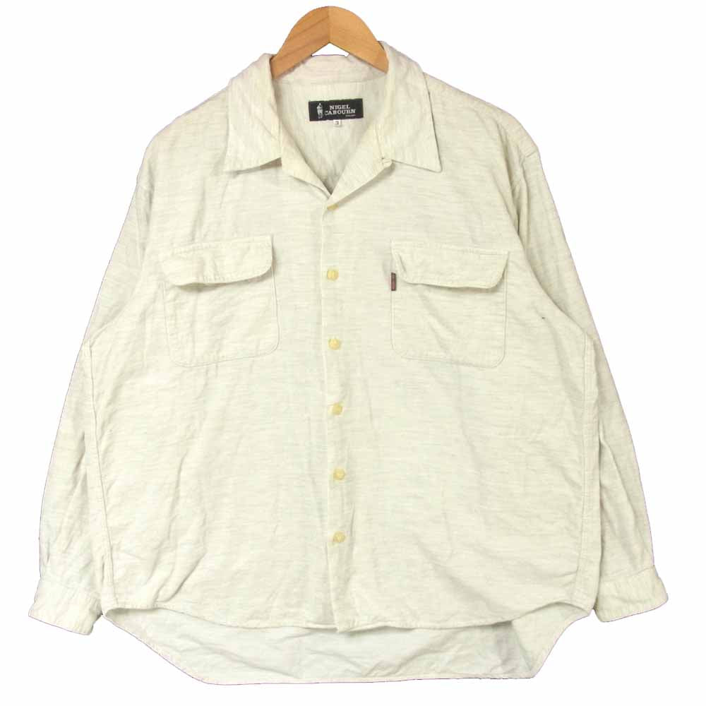 Nigel Cabourn ナイジェルケーボン NC-072103 長袖 コットン シャツ 日本製 オフホワイト系 3【中古】