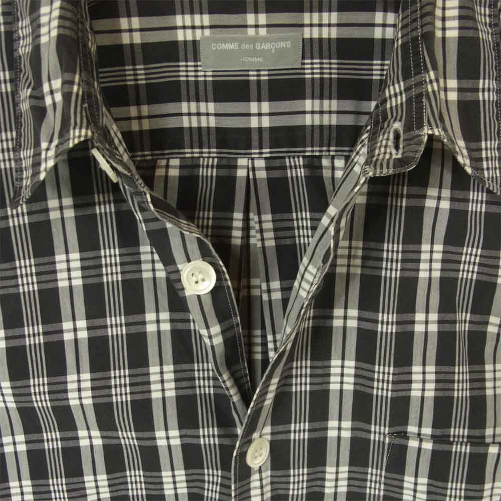 COMME des GARCONS HOMME コムデギャルソンオム AD98 HB-040540 チェック コットン 長袖 シャツ 日本製 グレー系【中古】