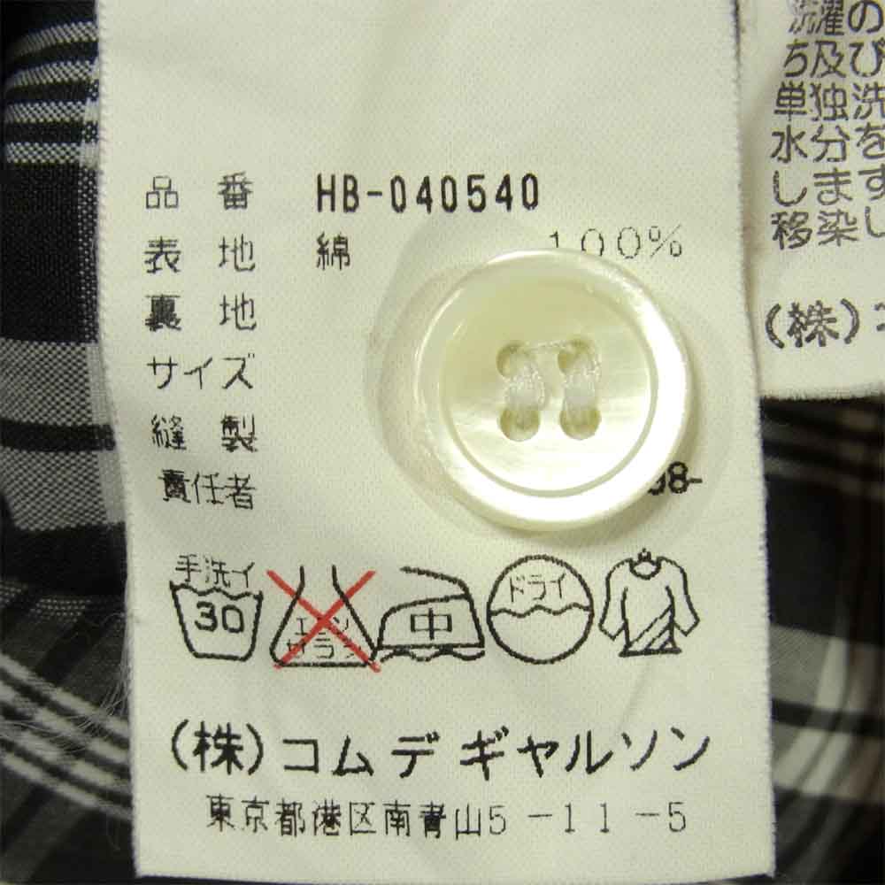 COMME des GARCONS HOMME コムデギャルソンオム AD98 HB-040540 チェック コットン 長袖 シャツ 日本製 グレー系【中古】