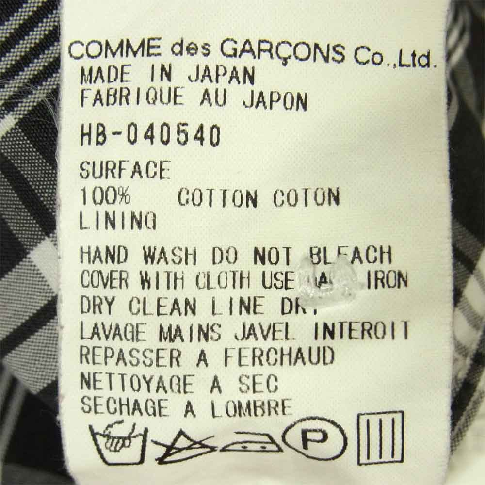 COMME des GARCONS HOMME コムデギャルソンオム AD98 HB-040540 チェック コットン 長袖 シャツ 日本製 グレー系【中古】
