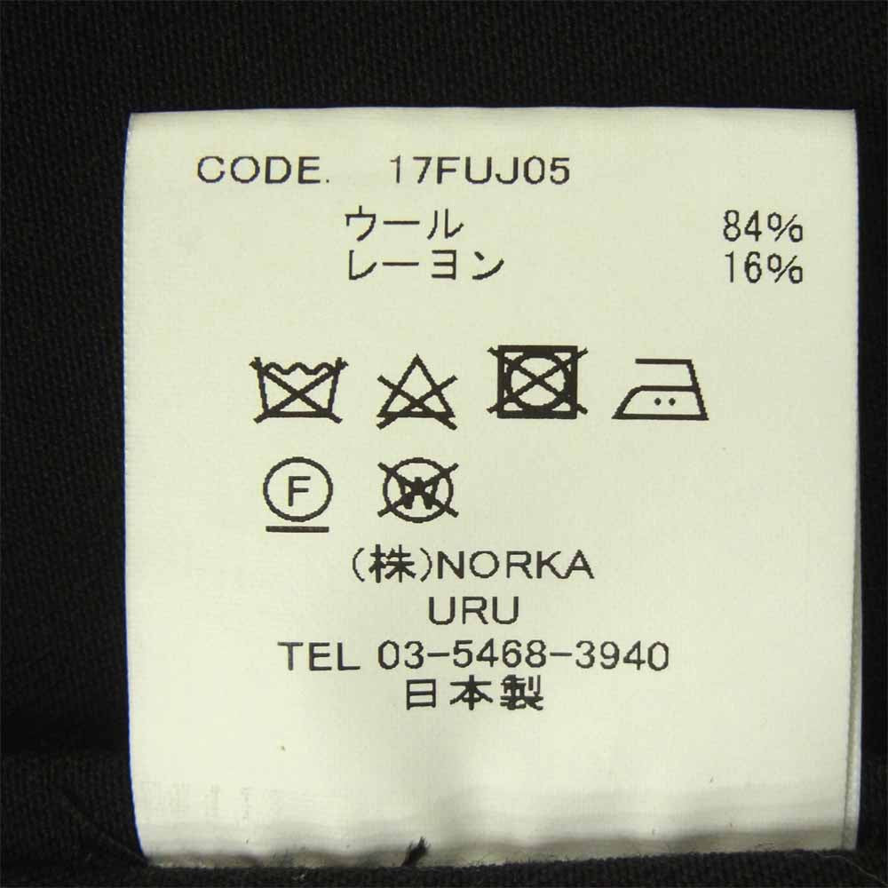 ウル 17AW 17FUJ05 比翼 ボタン ウール コーチ ジャケット 日本製 ブラック系 1【中古】