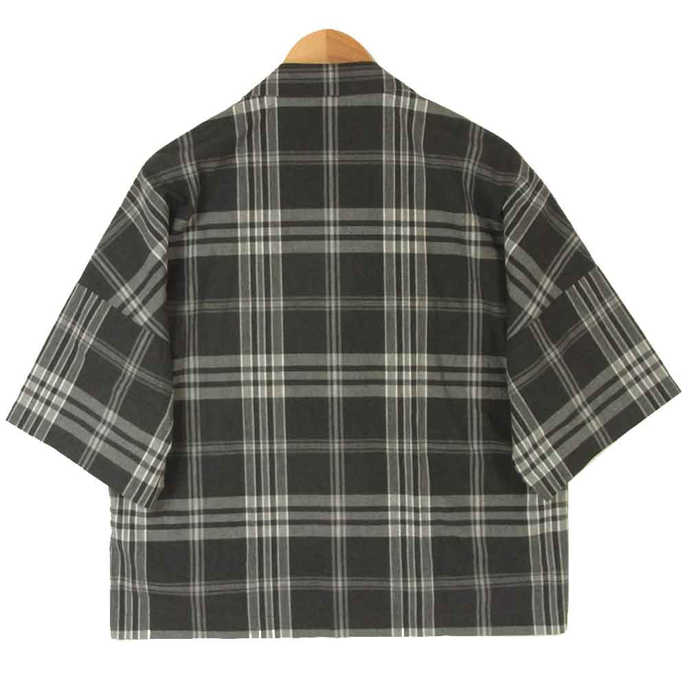 SUNSEA サンシー 19SS 19S21 CHECK FRIED SHRIMP SHIRT チェック フライド シュリンプ 半袖 シャツ グレー系 3【美品】【中古】