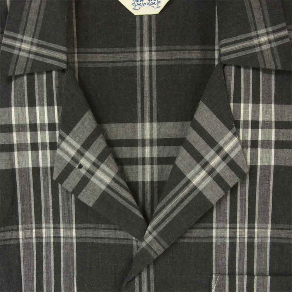 SUNSEA サンシー 19SS 19S21 CHECK FRIED SHRIMP SHIRT チェック フライド シュリンプ 半袖 シャツ グレー系 3【美品】【中古】