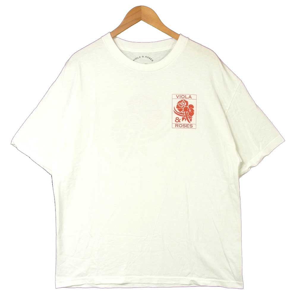 VIOLA & ROSES クルーネック コットン 半袖 Tシャツ アメリカ製 ホワイト系 XL【中古】