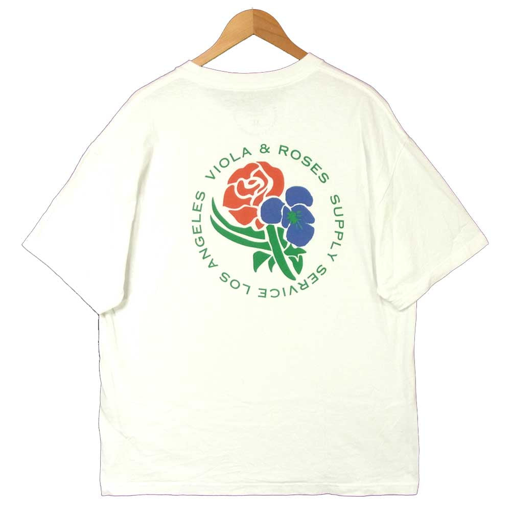 VIOLA & ROSES クルーネック コットン 半袖 Tシャツ アメリカ製 ホワイト系 XL【中古】