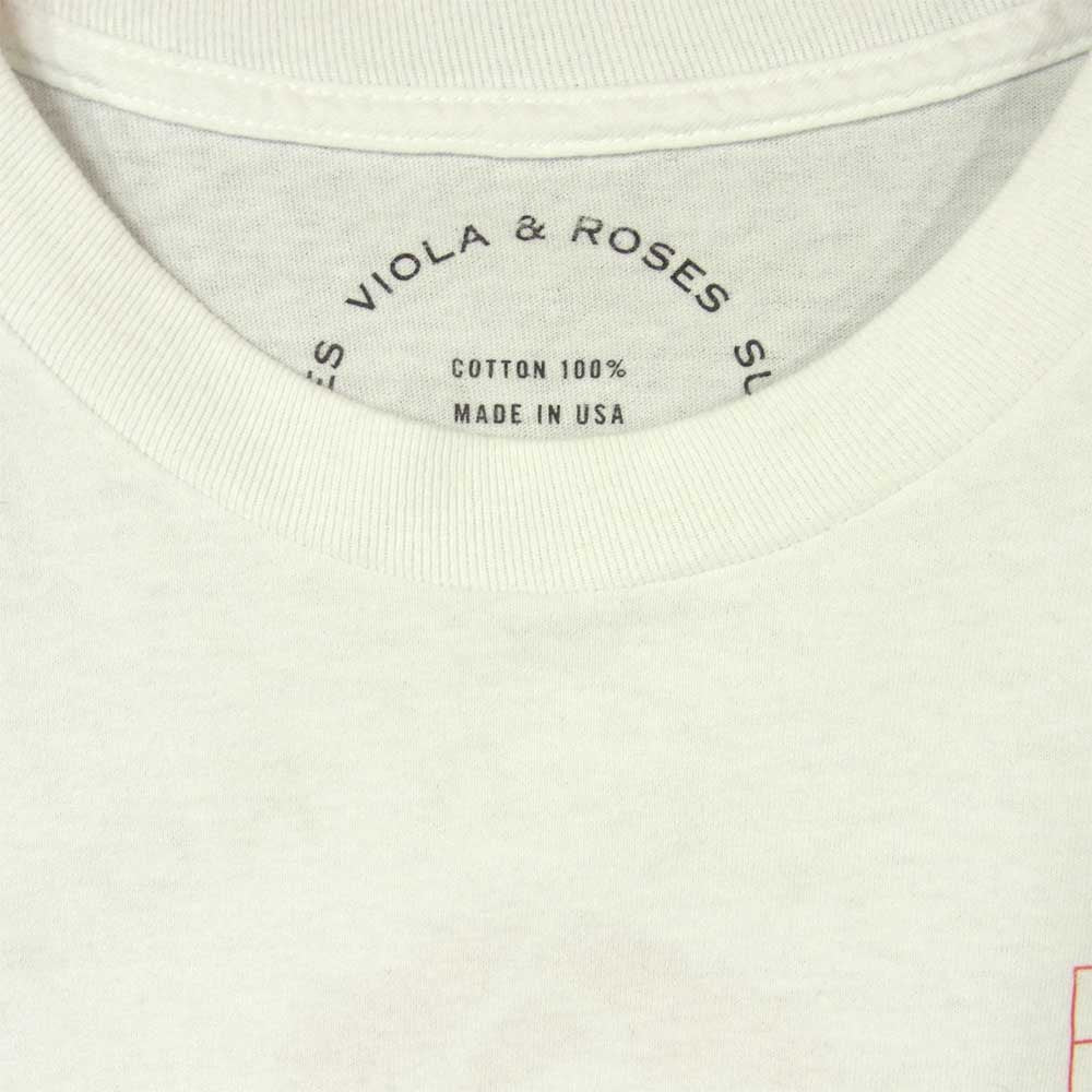 VIOLA & ROSES クルーネック コットン 半袖 Tシャツ アメリカ製 ホワイト系 XL【中古】