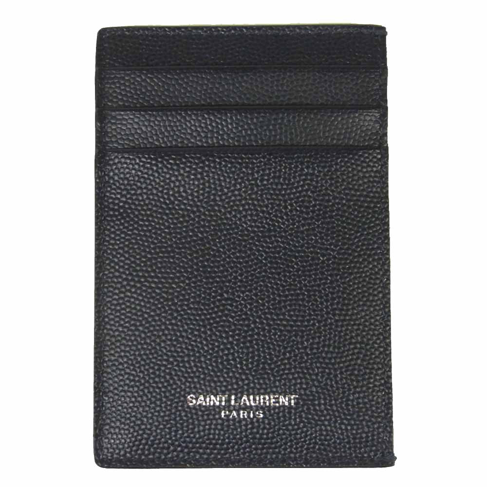 SAINT LAURENT サンローラン METAL-CLIP CARDHOLDER メタルクリップ カード ホルダー ダークネイビー系【中古】