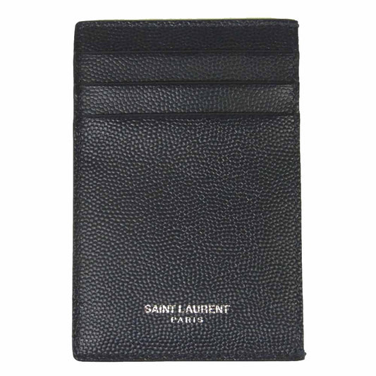 SAINT LAURENT サンローラン METAL-CLIP CARDHOLDER メタルクリップ カード ホルダー ダークネイビー系【中古】