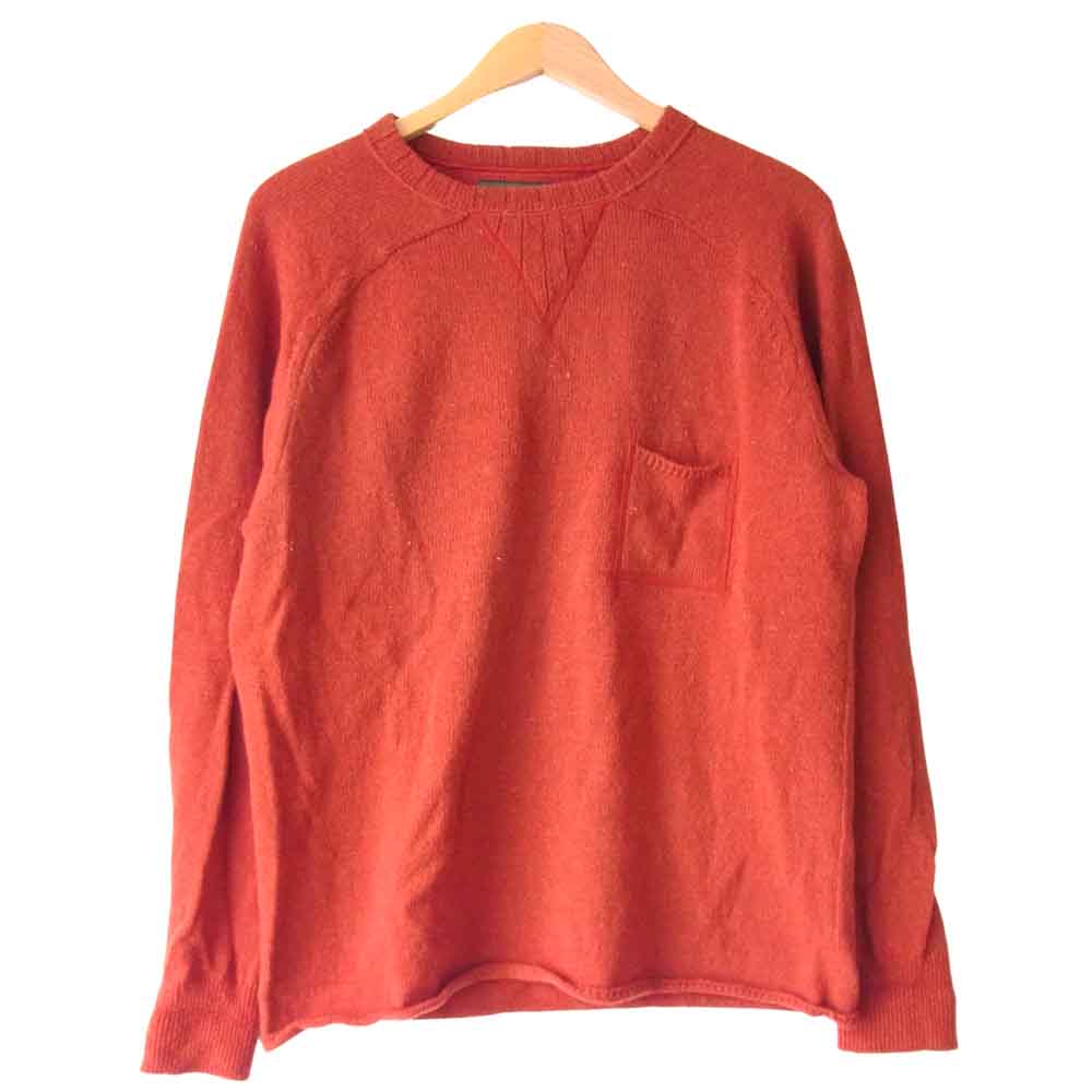Nigel Cabourn ナイジェルケーボン 8060040007 胸ポケット付 クルーネック ニット セーター エンジ 50【中古】