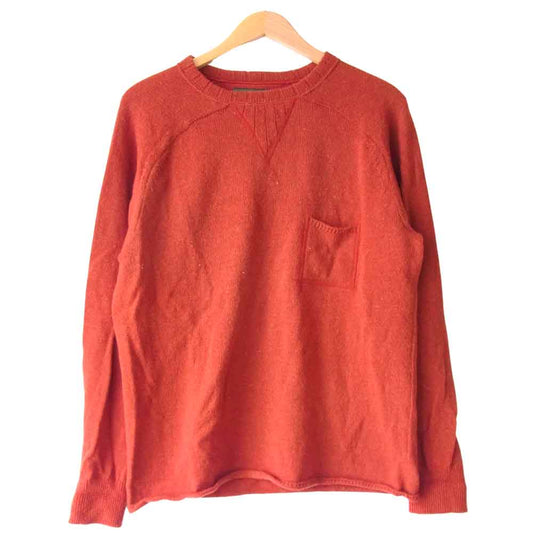 Nigel Cabourn ナイジェルケーボン 8060040007 胸ポケット付 クルーネック ニット セーター エンジ 50【中古】