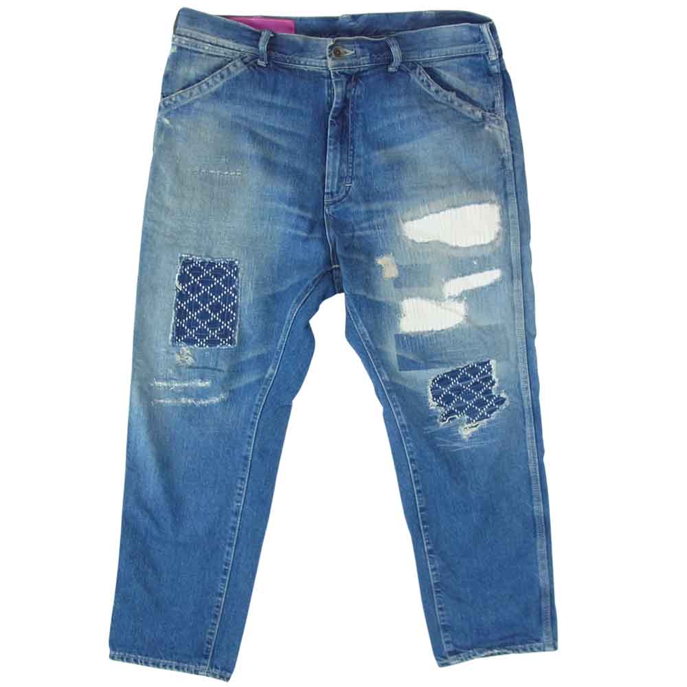 ユナイテッドアローズアンドサンズ リメイク パッチワーク デニム ペインター パンツ インディゴブルー系【中古】