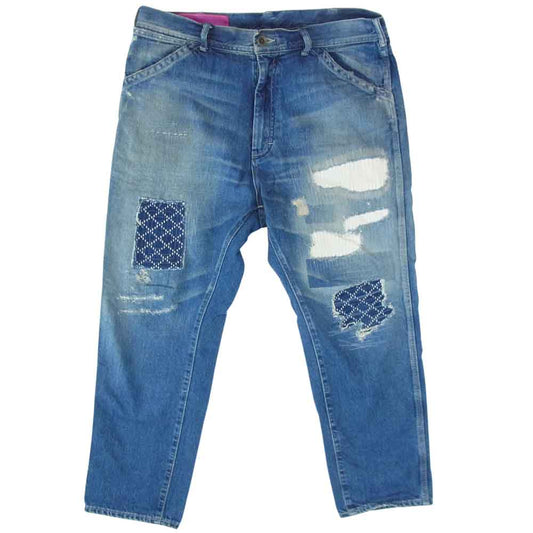 ユナイテッドアローズアンドサンズ リメイク パッチワーク デニム ペインター パンツ インディゴブルー系【中古】