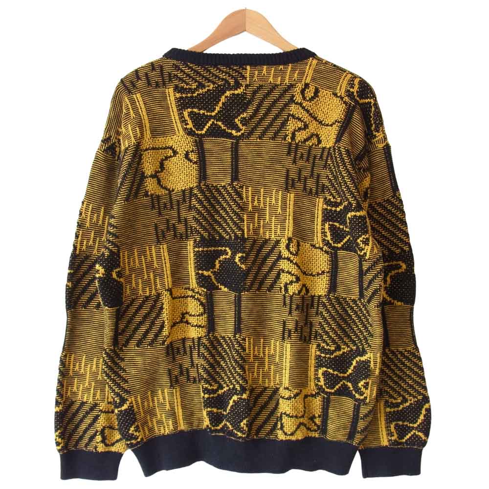 ジーアールユニフォーマ GR01-N002 Knit Patchwork Sweater ニット パッチワーク セーター 黄×黒 L【中古】