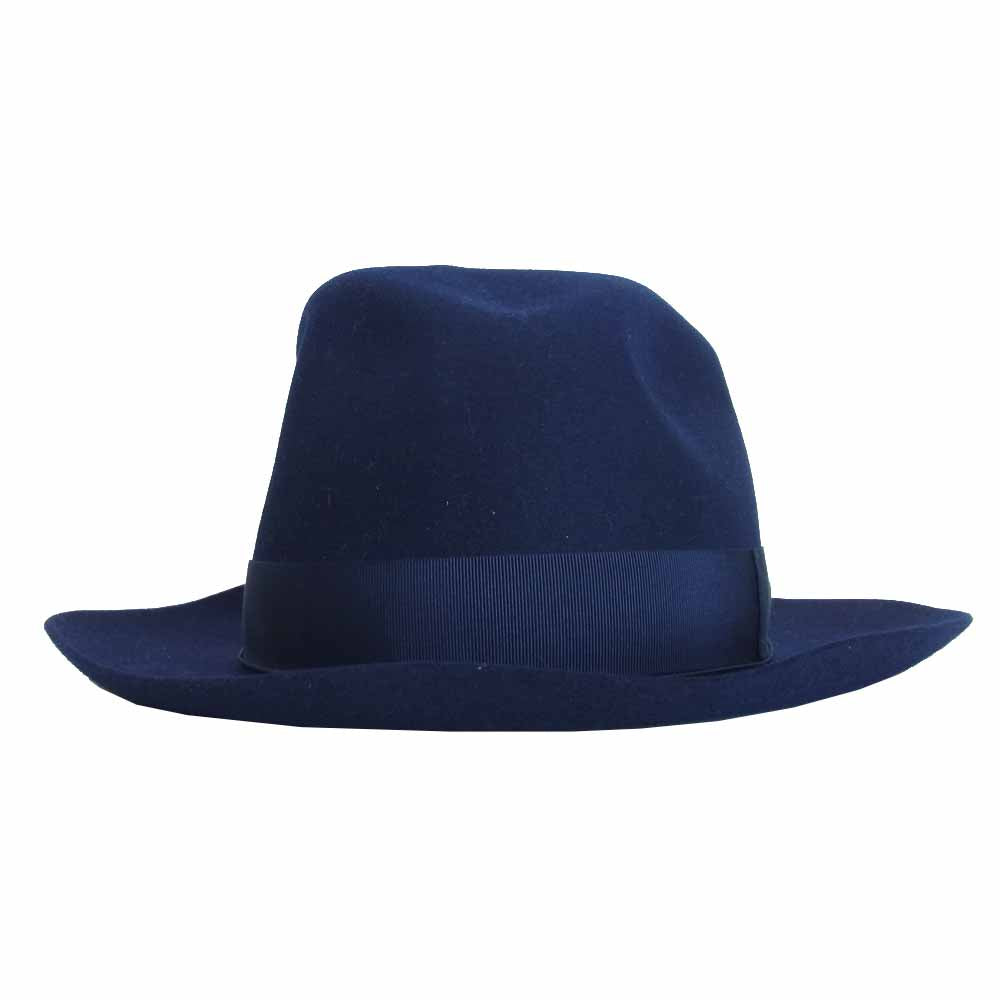 ボルサリーノ Q.S. 50g チンクァン タグランミ スーペル レッジェーロ ハット ネイビー ネイビー系 57【新古品】【未使用】【中古】