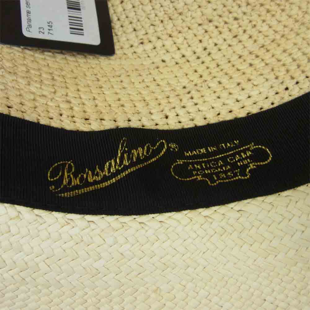 ボルサリーノ Panama パナマ ハット ラージ ブリム ハット オフホワイト系 M【新古品】【未使用】【中古】