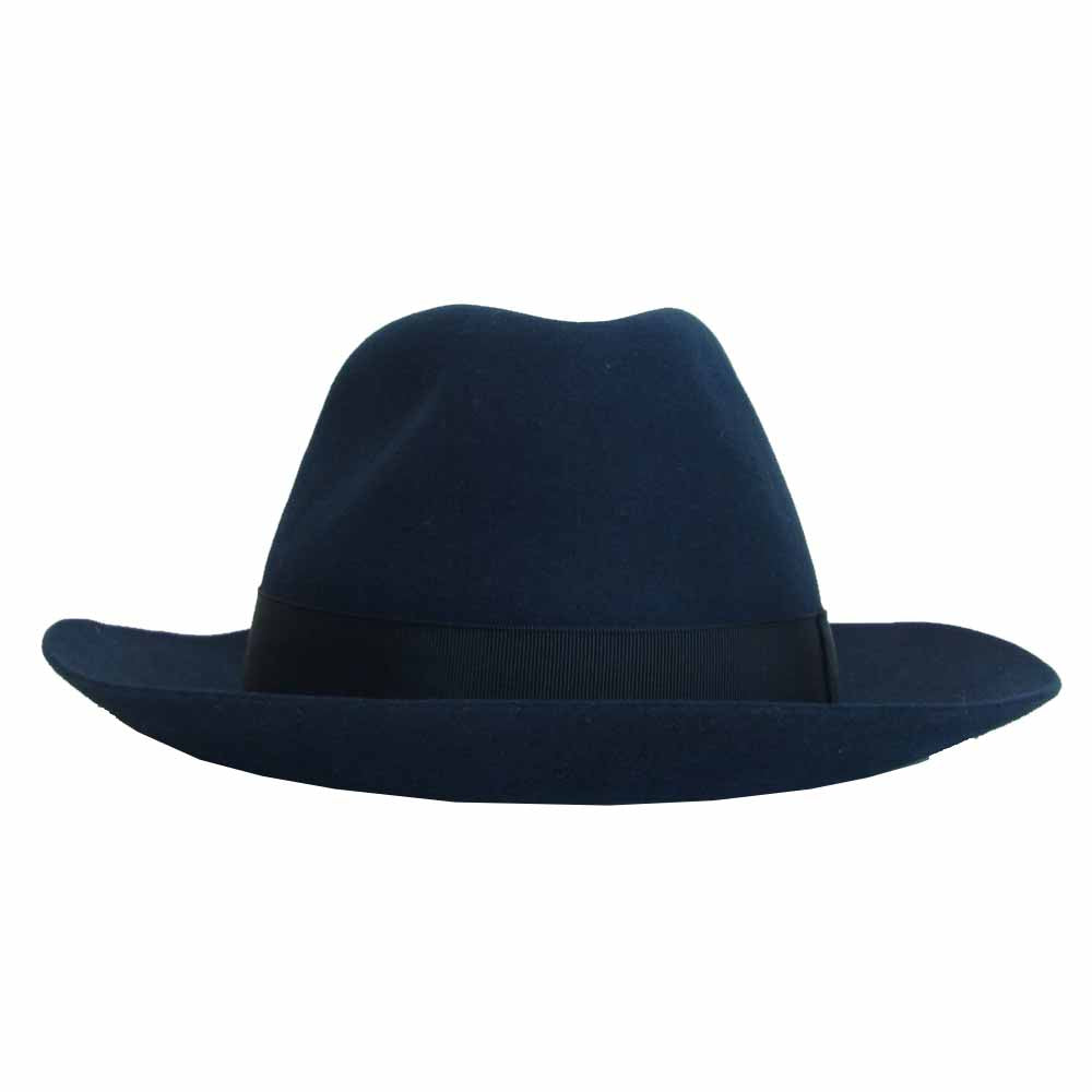 ボルサリーノ ALESSANDRIA アレッサンドリア ファーフェルト ハット ネイビー ネイビー系 57【新古品】【未使用】【中古】