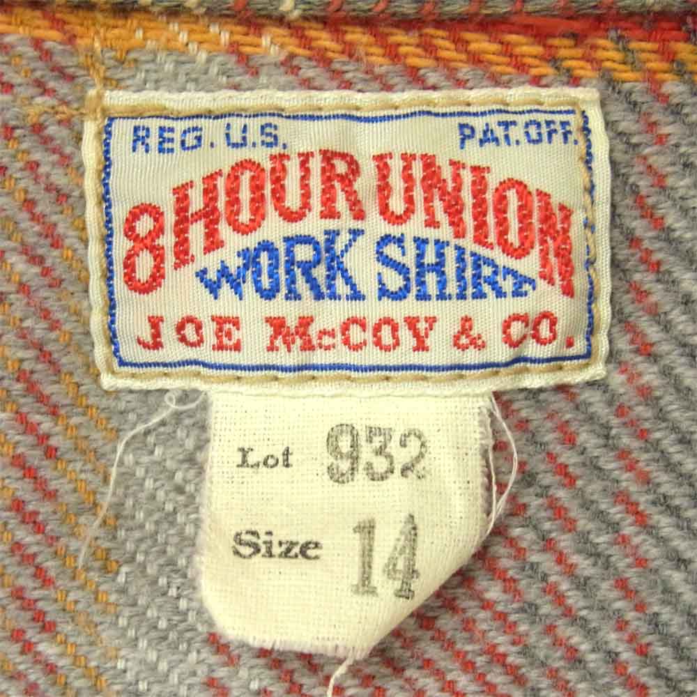 The REAL McCOY'S ザリアルマッコイズ JOE MCCOY 8HOUR UNION ジョーマッコイ ヘビーネル チェック 長袖 ワーク シャツ レッド系 グレー系 14【中古】