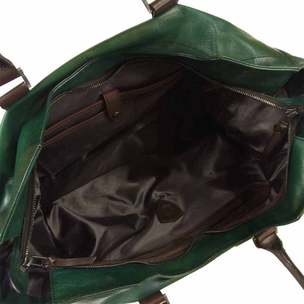 ユハク Earth アースシリーズ  レザー トートバッグ モスグリーン系【中古】