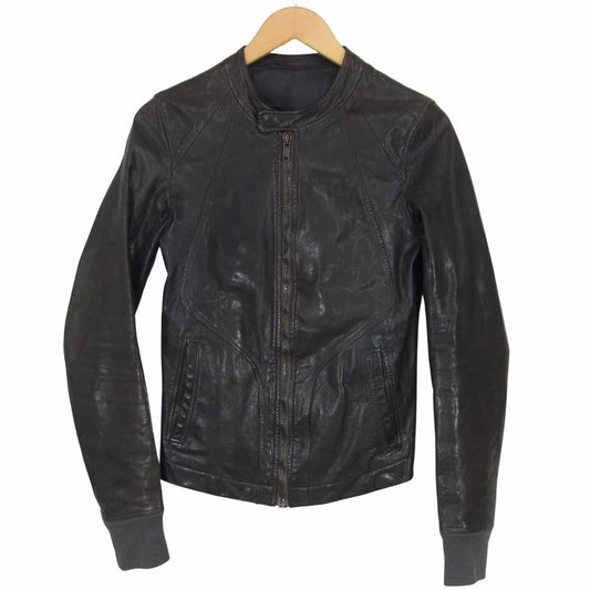 Rick Owens リックオウエンス 国内正規品 カーフスキン 袖リブ シングルライダース ジャケット ダークグレー系【中古】