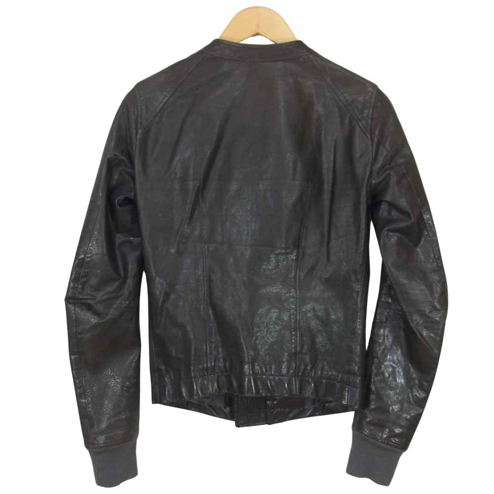 Rick Owens リックオウエンス 国内正規品 カーフスキン 袖リブ シングルライダース ジャケット ダークグレー系【中古】