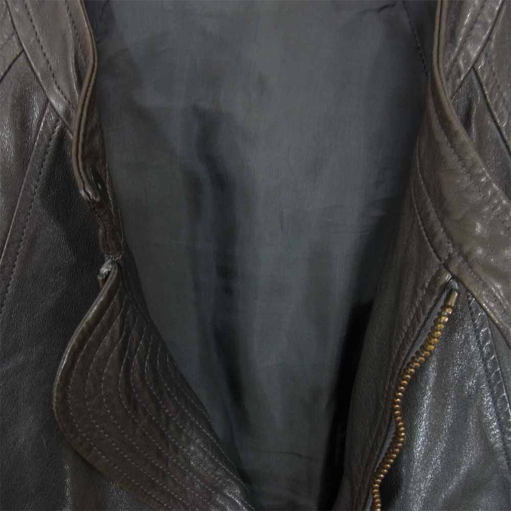 Rick Owens リックオウエンス 国内正規品 カーフスキン 袖リブ シングルライダース ジャケット ダークグレー系【中古】