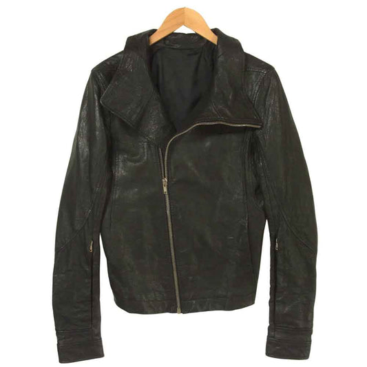 Rick Owens リックオウエンス 国内正規品 ラムスキン ハイネック レザー ジャケット イタリア製 ブラック系 XS【中古】