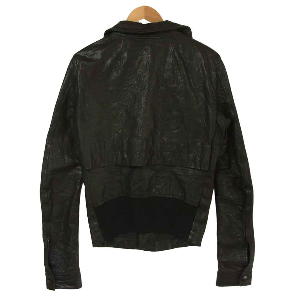 Rick Owens リックオウエンス 国内正規品 ラムスキン ハイネック レザー ジャケット イタリア製 ブラック系 XS【中古】