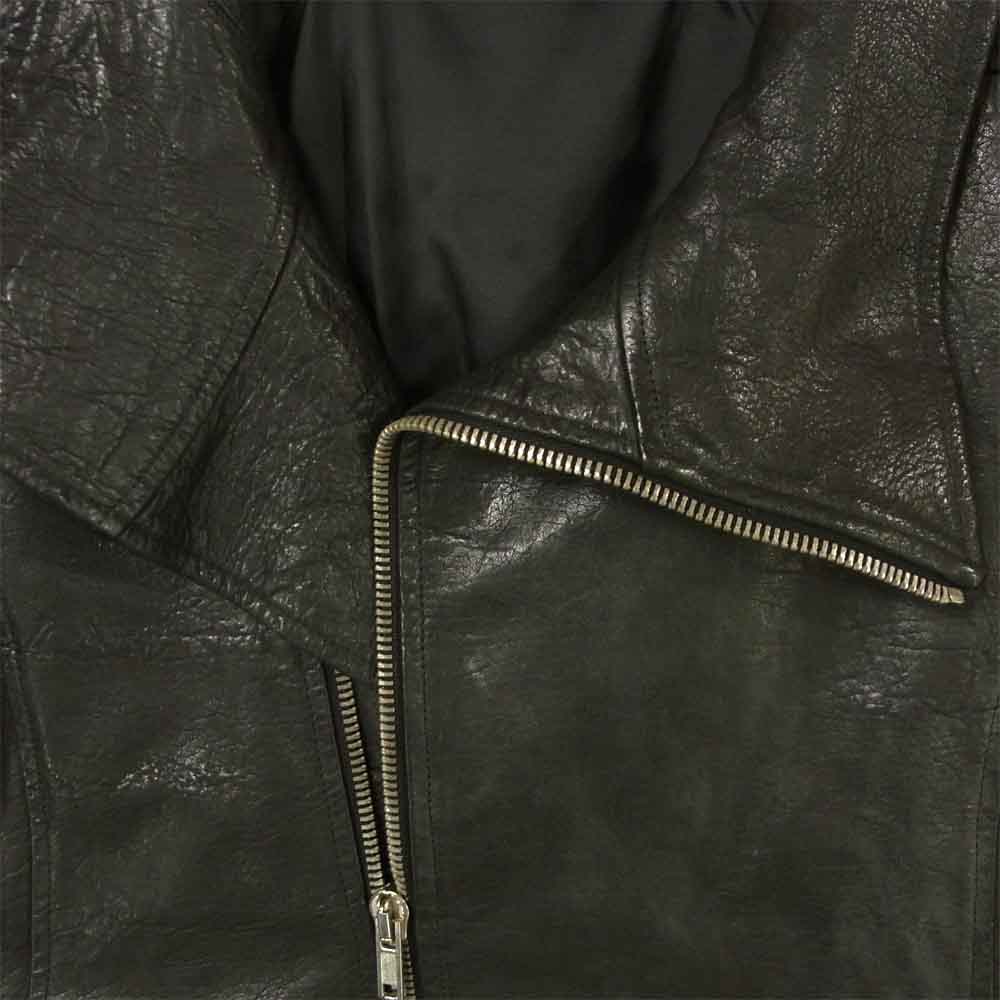 Rick Owens リックオウエンス 国内正規品 ラムスキン ハイネック レザー ジャケット イタリア製 ブラック系 XS【中古】