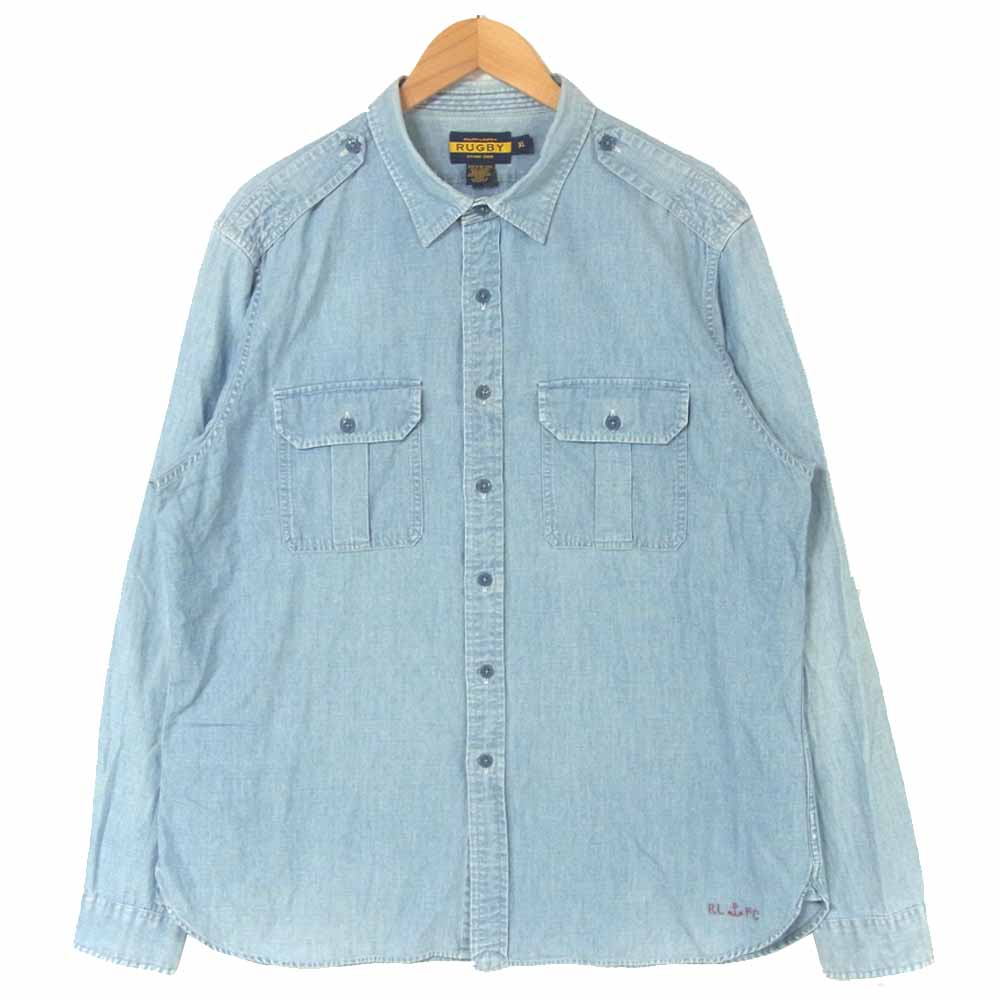 RALPH LAUREN ラルフローレン デニム シャンブレー 長袖 シャツ スリランカ製 インディゴブルー系 XL【中古】