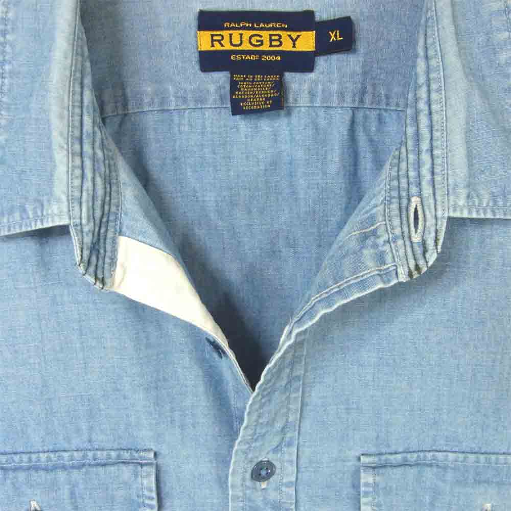 RALPH LAUREN ラルフローレン デニム シャンブレー 長袖 シャツ スリランカ製 インディゴブルー系 XL【中古】