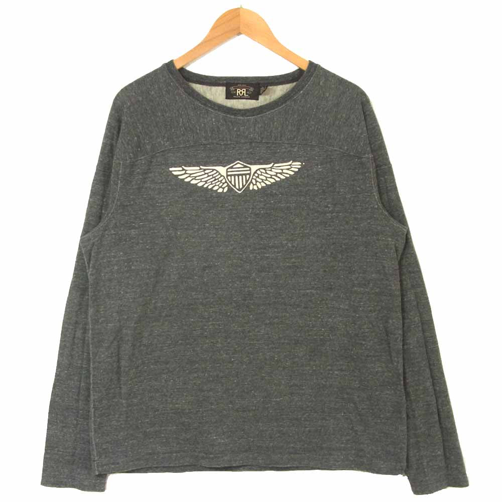 RRL ダブルアールエル 国内正規品 ロゴ 長袖 Tシャツ カットソー コットン フィリピン製 グレー系 XL【中古】