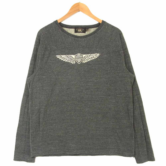 RRL ダブルアールエル 国内正規品 ロゴ 長袖 Tシャツ カットソー コットン フィリピン製 グレー系 XL【中古】